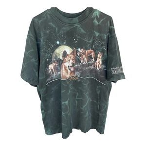 Planet Earth Shirt Adult Large Green Tie Dye Dingo Australian Wildlife